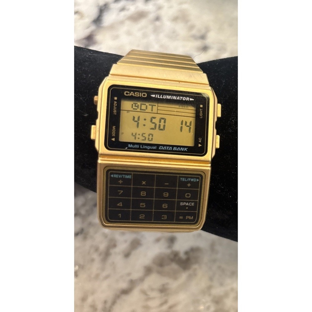 Casio 3228 DBC-611G Mens Watch 32mm Gold Tone Data Bank Calculator